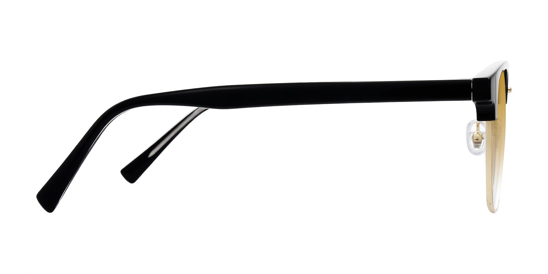 Side of Waxler in Black/Gold with Champagne Gradient Lenses