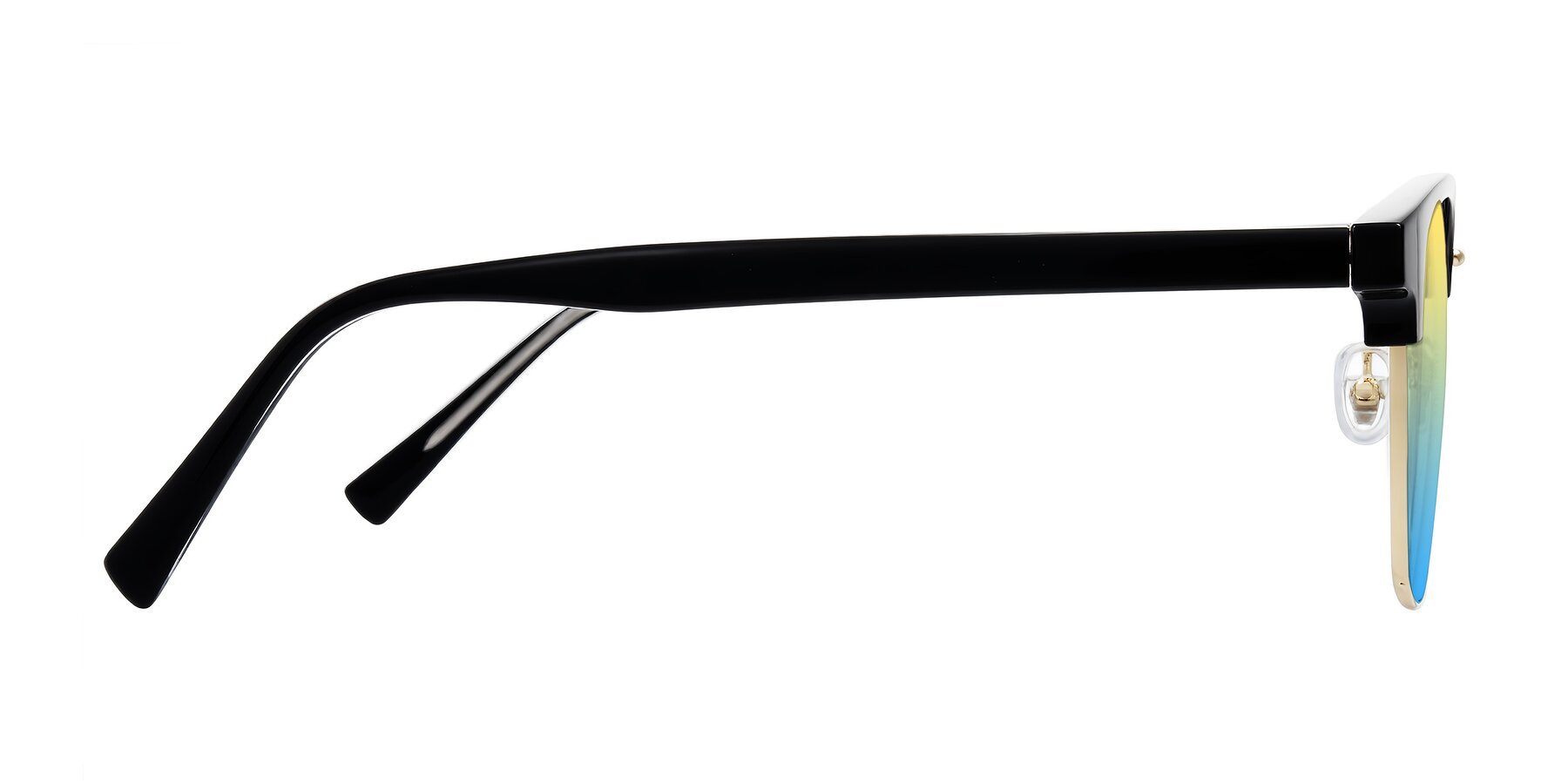 Side of Waxler in Black/Gold with Yellow / Blue Gradient Lenses
