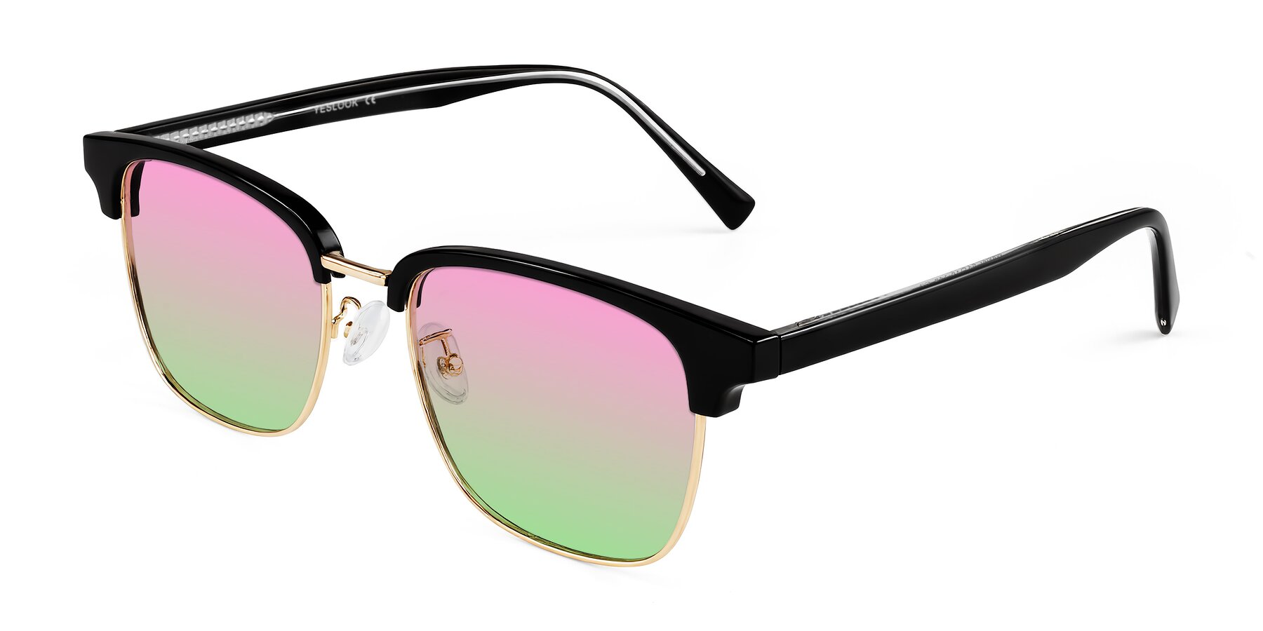 Angle of Waxler in Black/Gold with Pink / Green Gradient Lenses