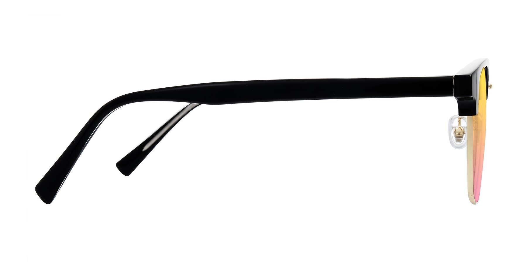 Side of Waxler in Black/Gold with Yellow / Pink Gradient Lenses