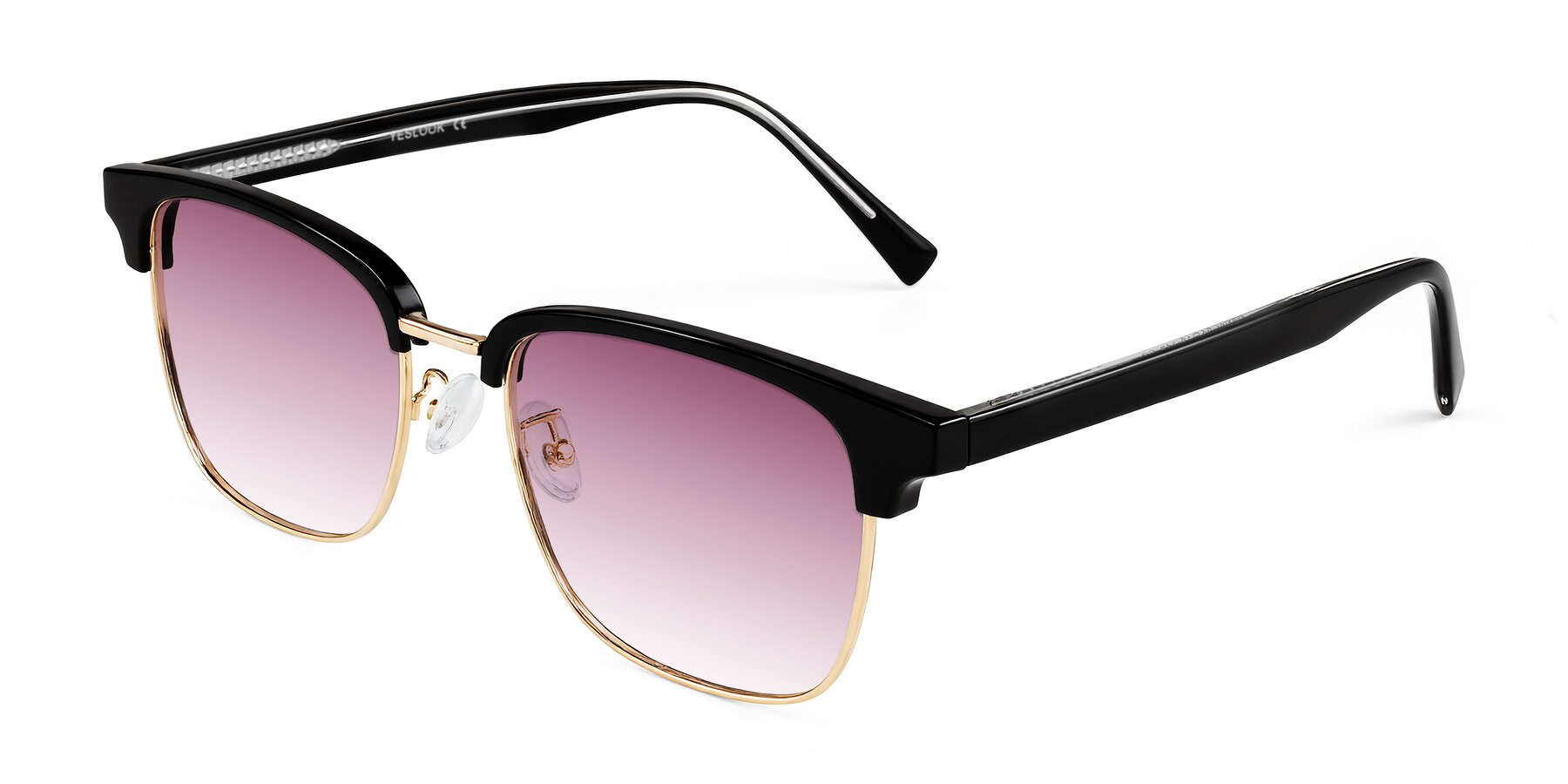Angle of Waxler in Black/Gold with Wine Gradient Lenses
