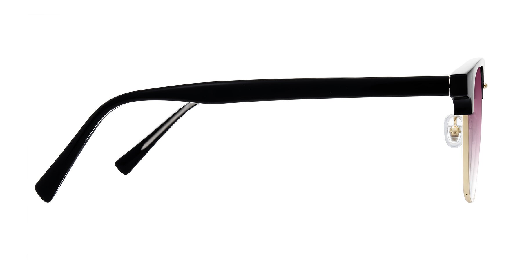 Side of Waxler in Black/Gold with Wine Gradient Lenses