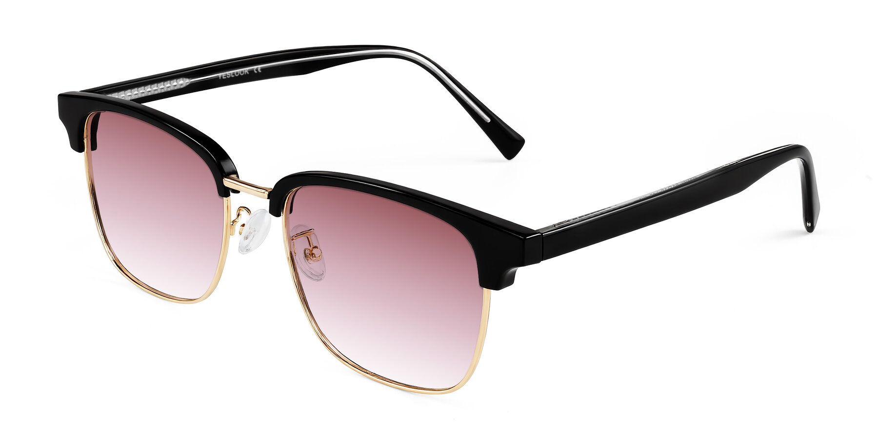 Angle of Waxler in Black/Gold with Garnet Gradient Lenses