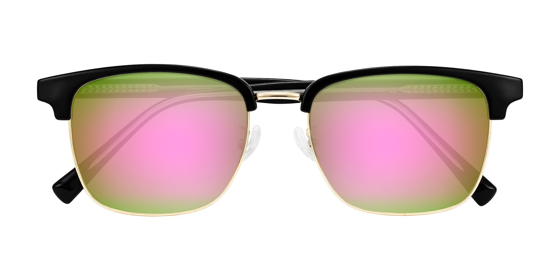 Folded Front of Waxler in Black/Gold with Pink Mirrored Lenses