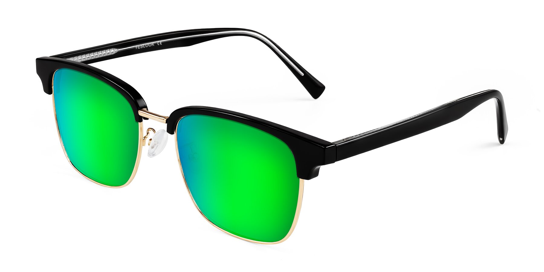 Angle of Waxler in Black/Gold with Green Mirrored Lenses