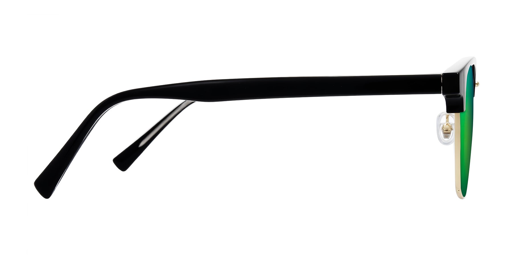 Side of Waxler in Black/Gold with Green Mirrored Lenses