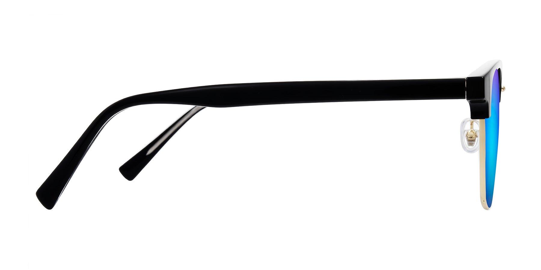 Side of Waxler in Black/Gold with Blue Mirrored Lenses