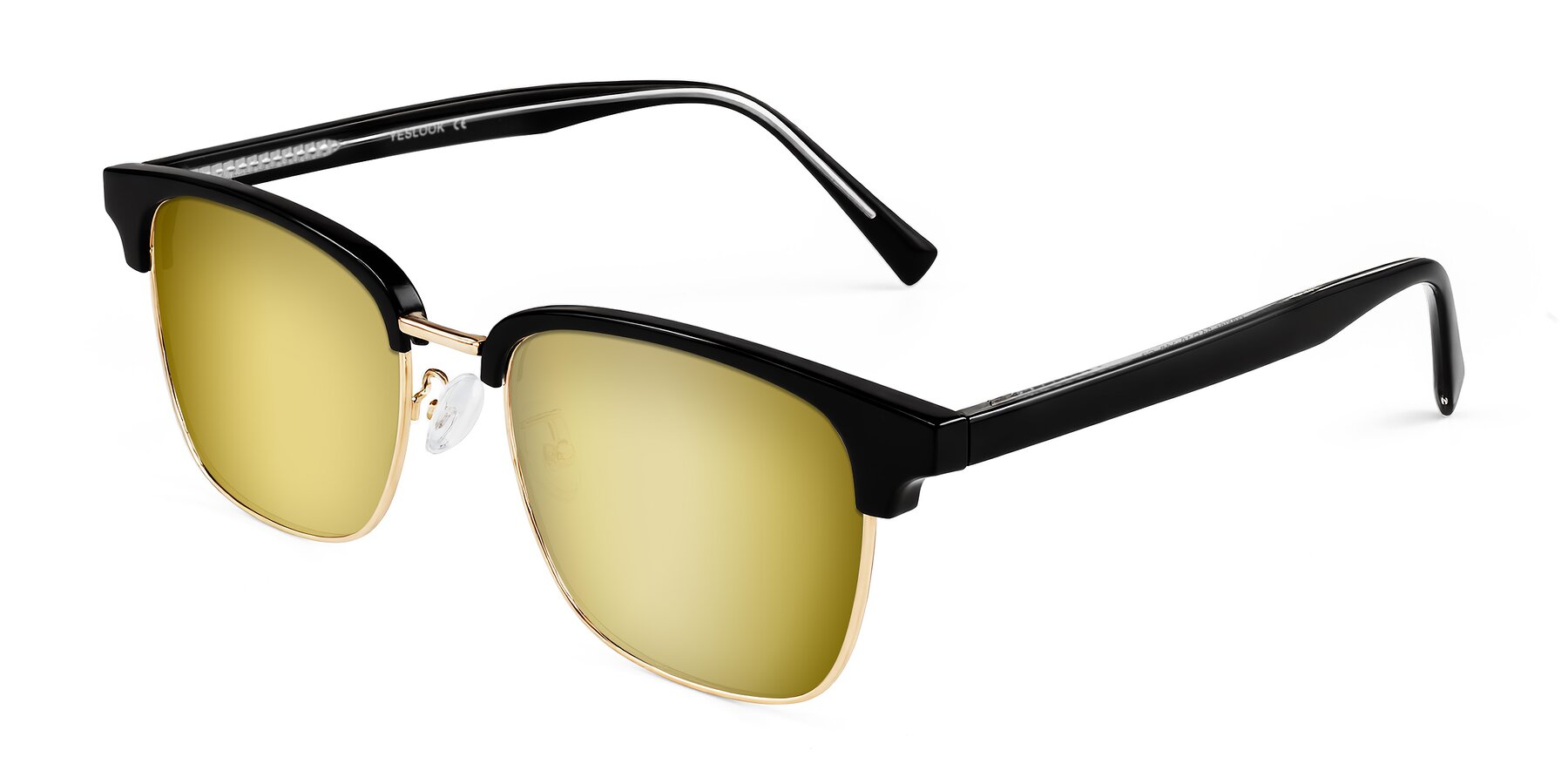 Angle of Waxler in Black/Gold with Gold Mirrored Lenses