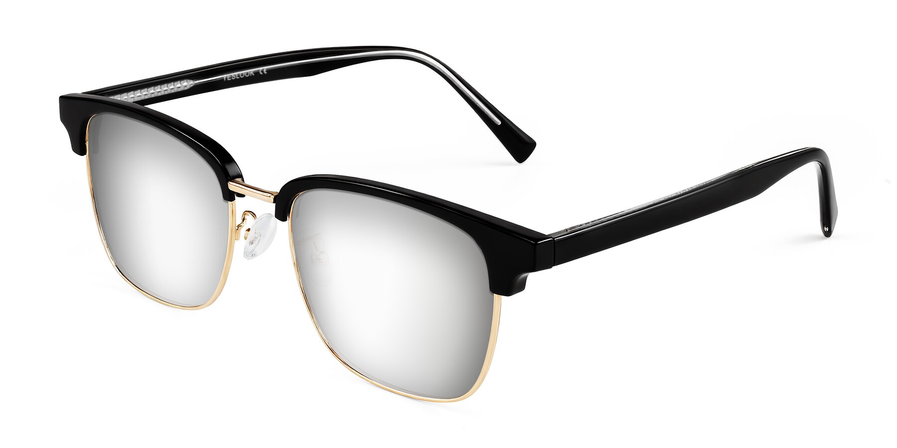 Angle of Waxler in Black/Gold with Silver Mirrored Lenses