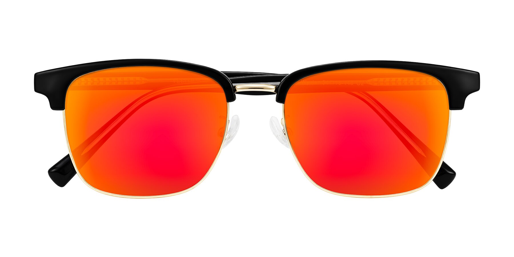 Folded Front of Waxler in Black/Gold with Red Gold Mirrored Lenses