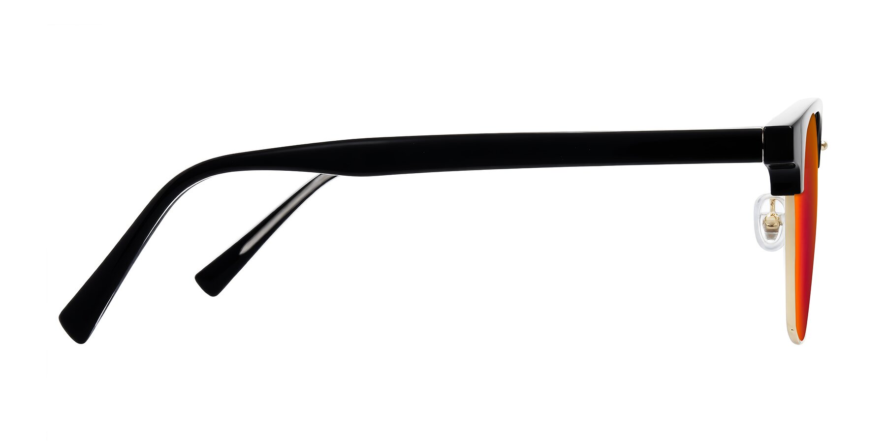 Side of Waxler in Black/Gold with Red Gold Mirrored Lenses