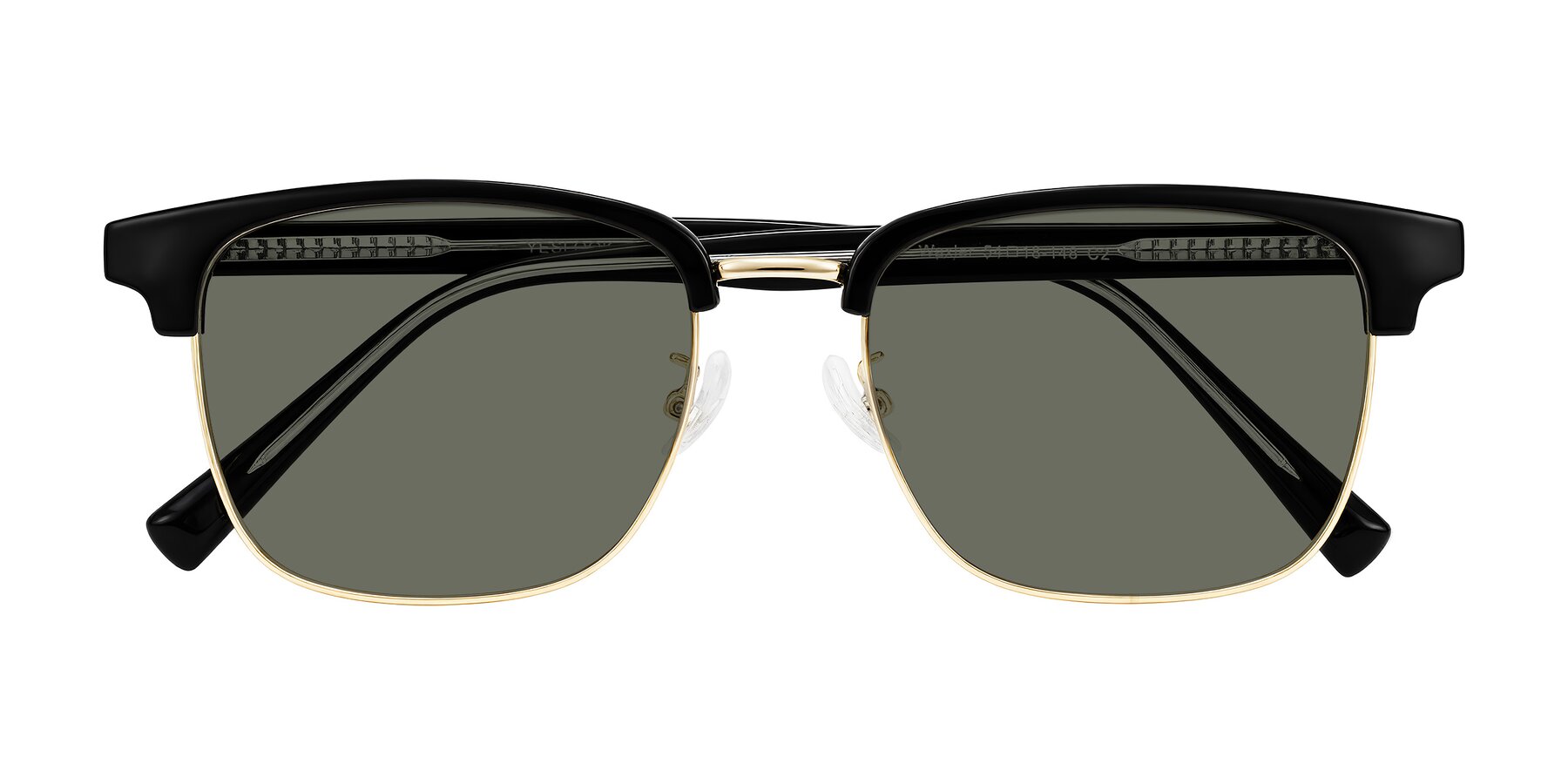 Folded Front of Waxler in Black/Gold with Gray Polarized Lenses