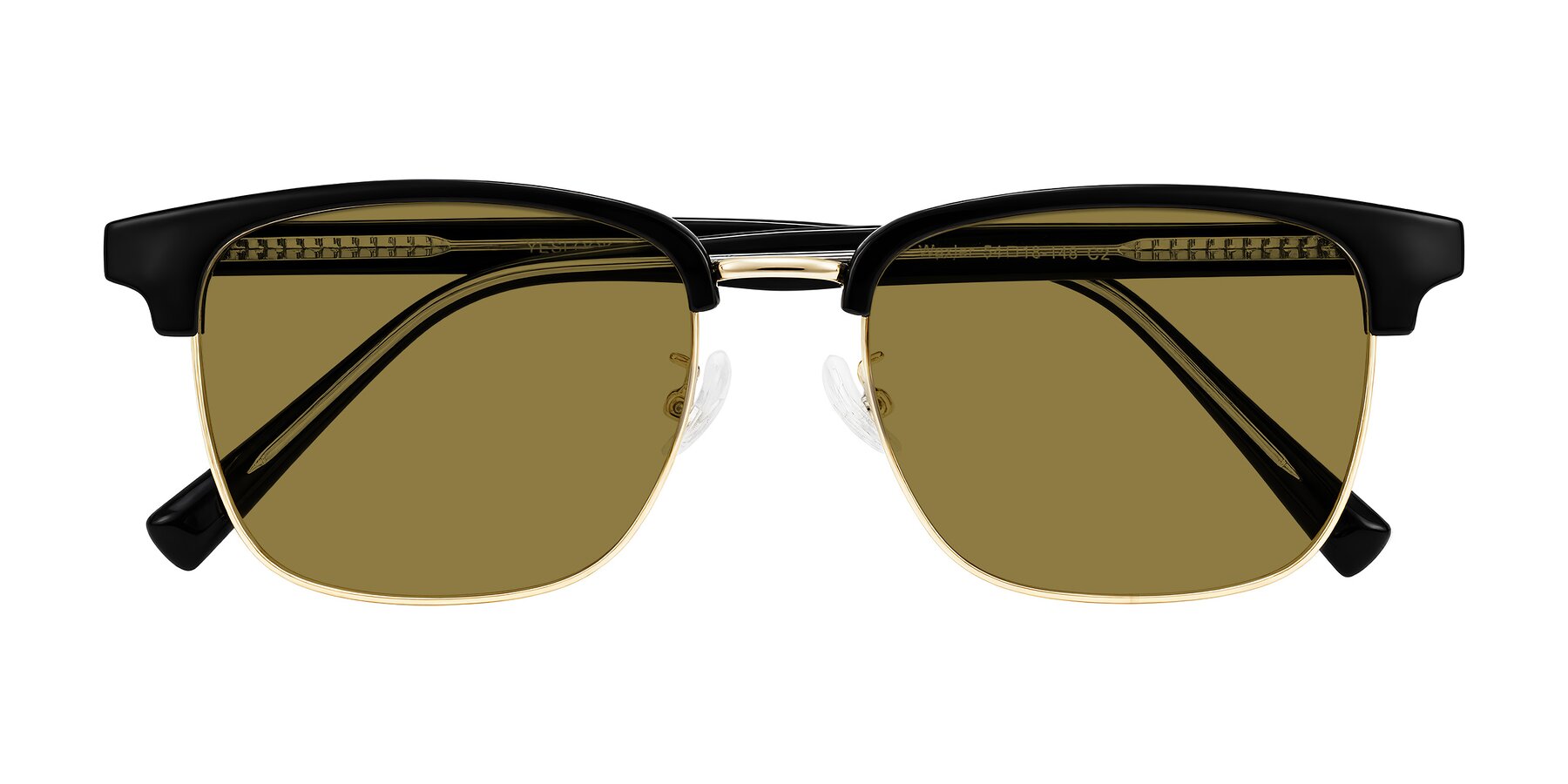 Folded Front of Waxler in Black/Gold with Brown Polarized Lenses