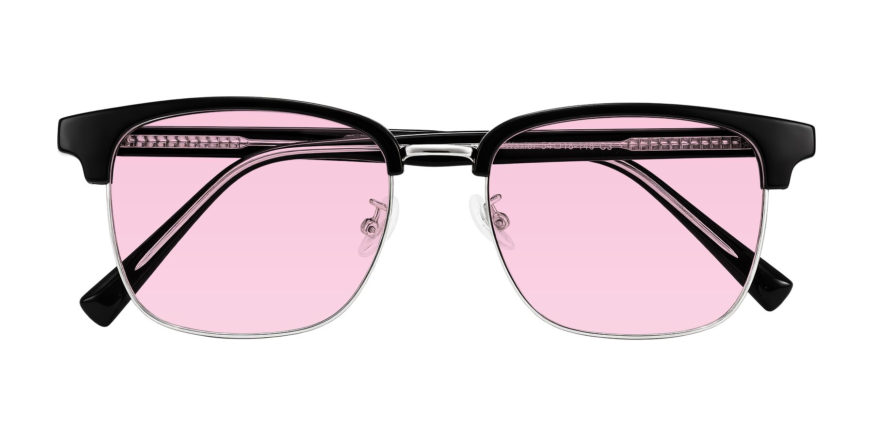 Folded Front of Waxler in Black/Silver with Light Pink Tinted Lenses