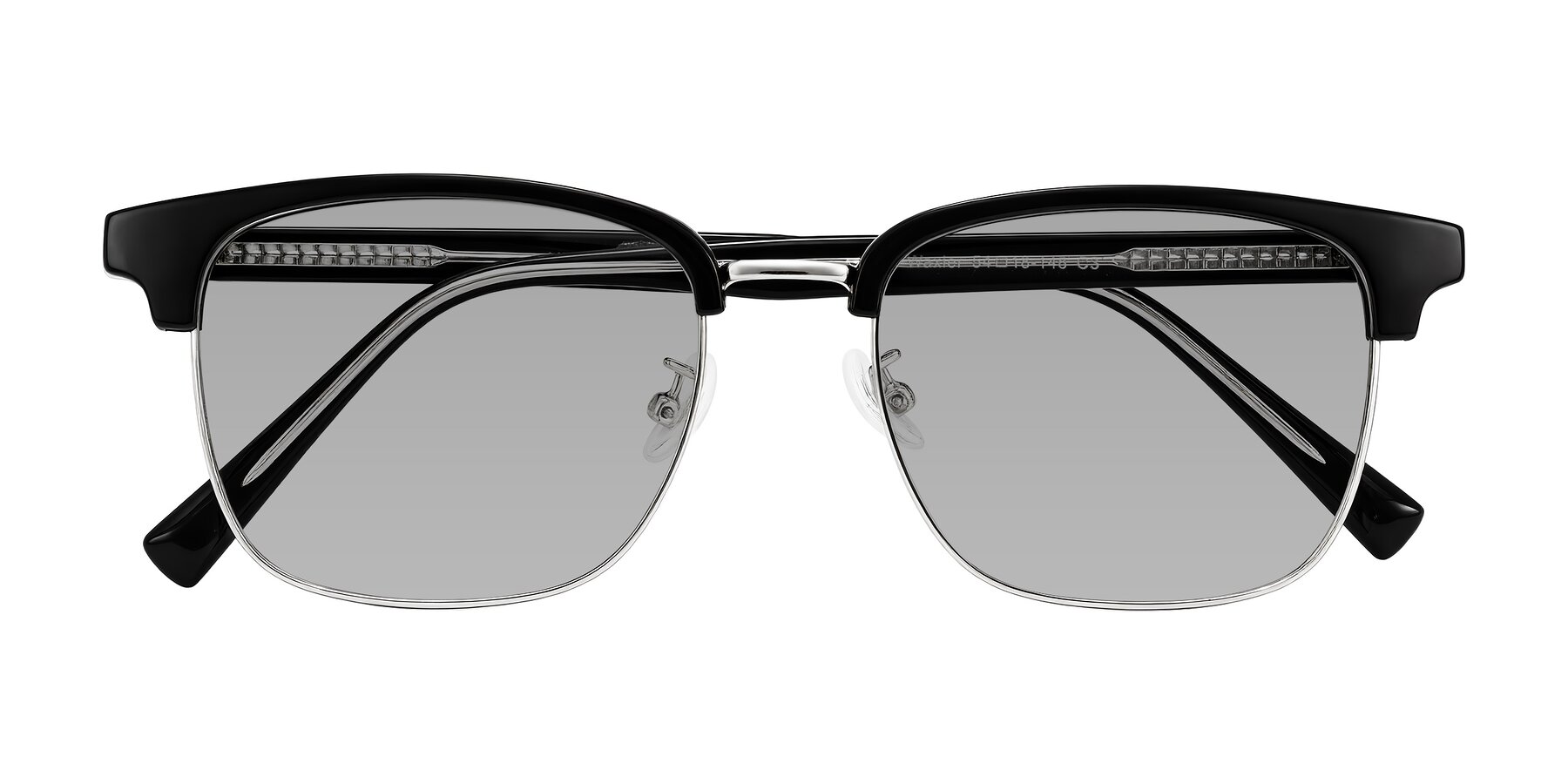 Folded Front of Waxler in Black/Silver with Light Gray Tinted Lenses