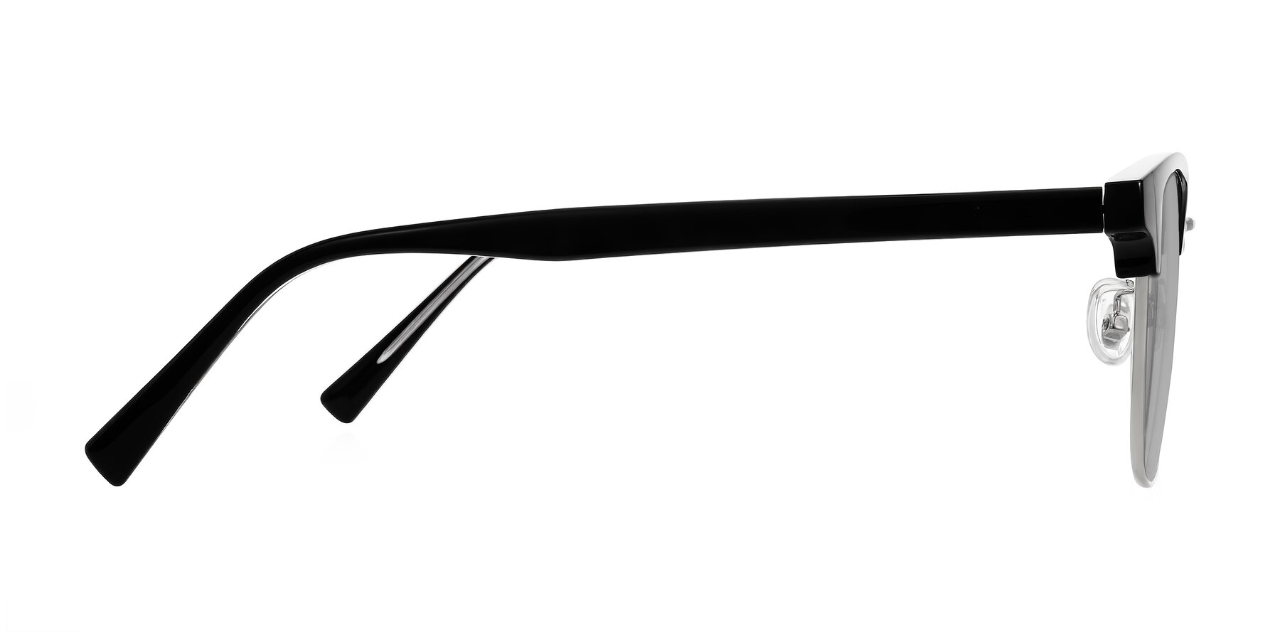 Side of Waxler in Black/Silver with Light Gray Tinted Lenses
