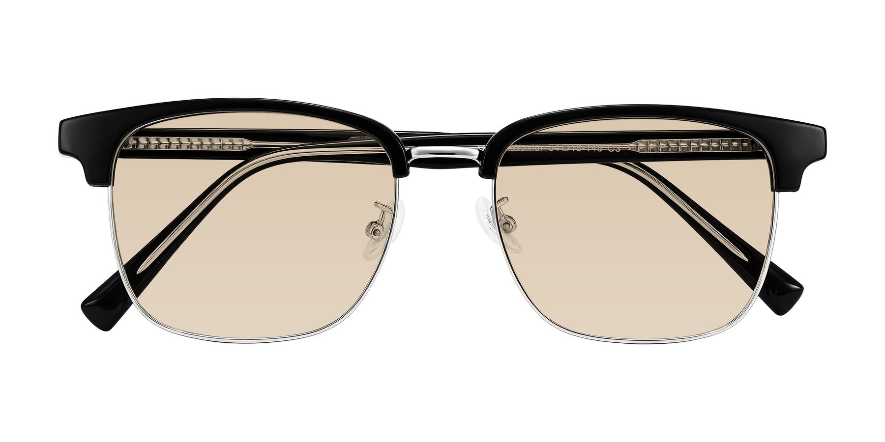 Folded Front of Waxler in Black/Silver with Light Brown Tinted Lenses