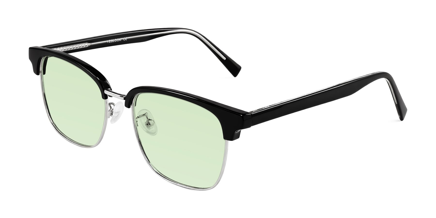 Angle of Waxler in Black/Silver with Light Green Tinted Lenses