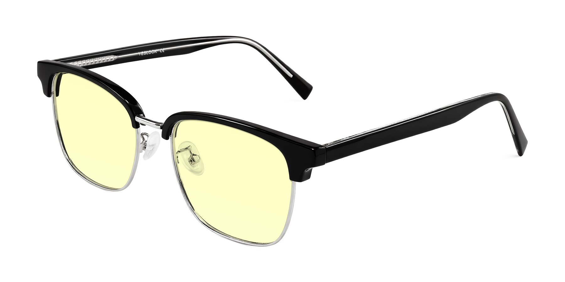 Angle of Waxler in Black/Silver with Light Yellow Tinted Lenses
