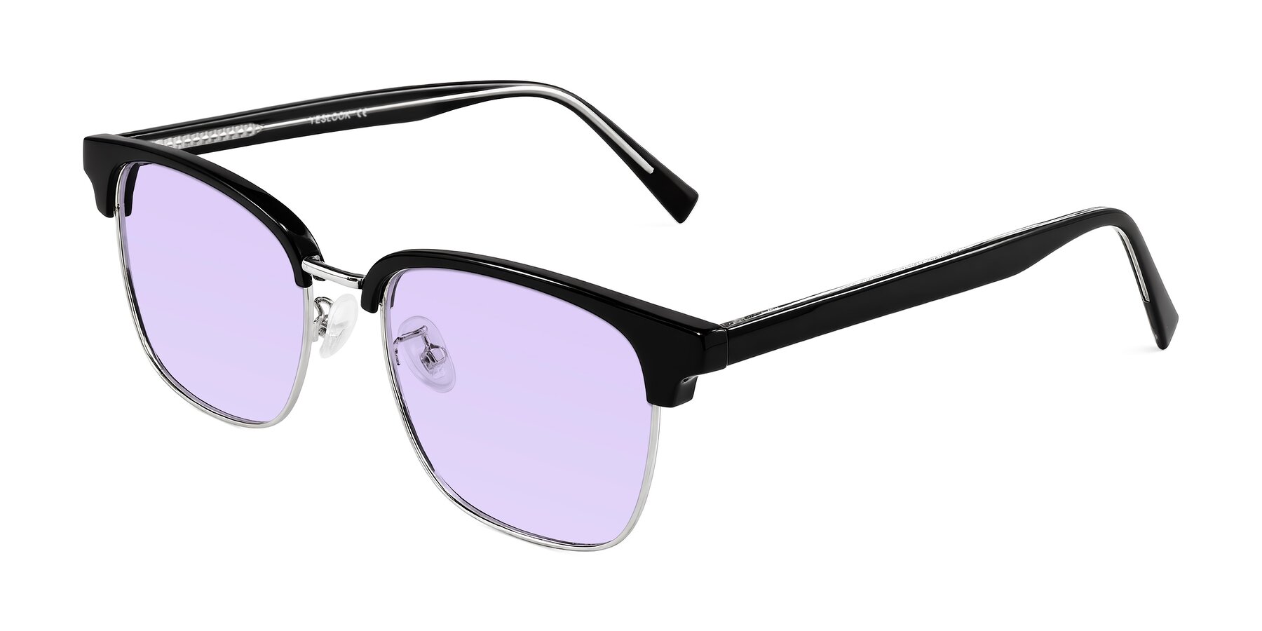Angle of Waxler in Black/Silver with Light Purple Tinted Lenses