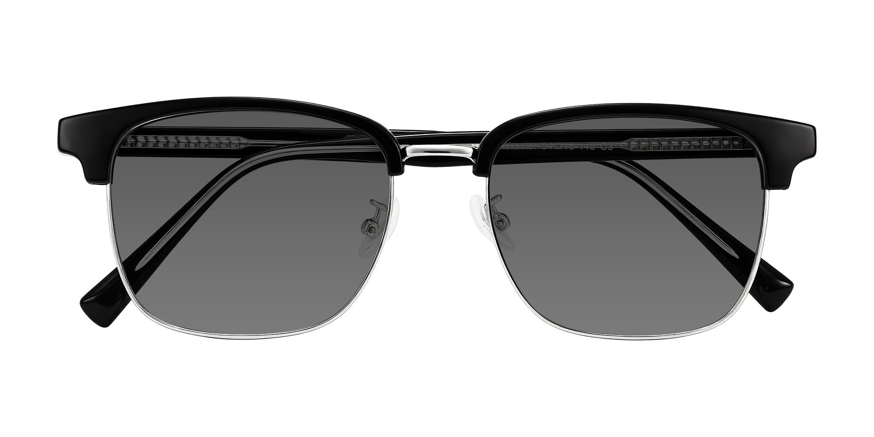 Folded Front of Waxler in Black/Silver with Medium Gray Tinted Lenses