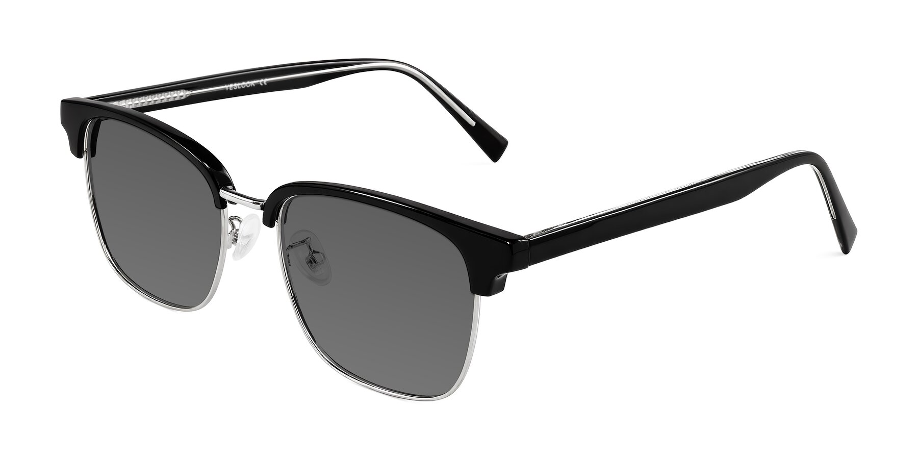 Angle of Waxler in Black/Silver with Medium Gray Tinted Lenses