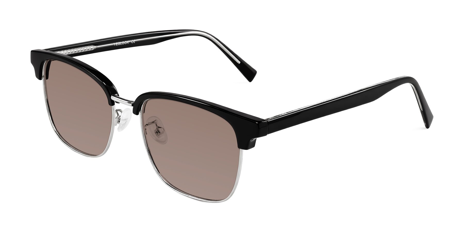Angle of Waxler in Black/Silver with Medium Brown Tinted Lenses