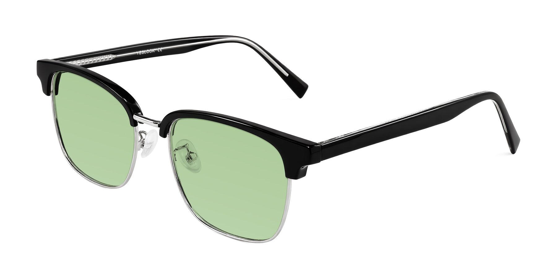 Angle of Waxler in Black/Silver with Medium Green Tinted Lenses