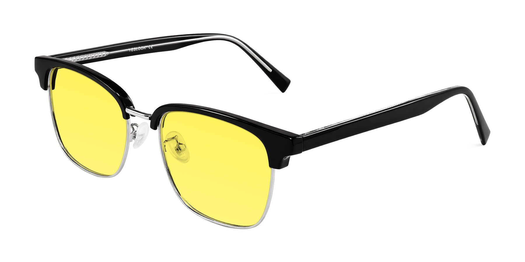 Angle of Waxler in Black/Silver with Medium Yellow Tinted Lenses