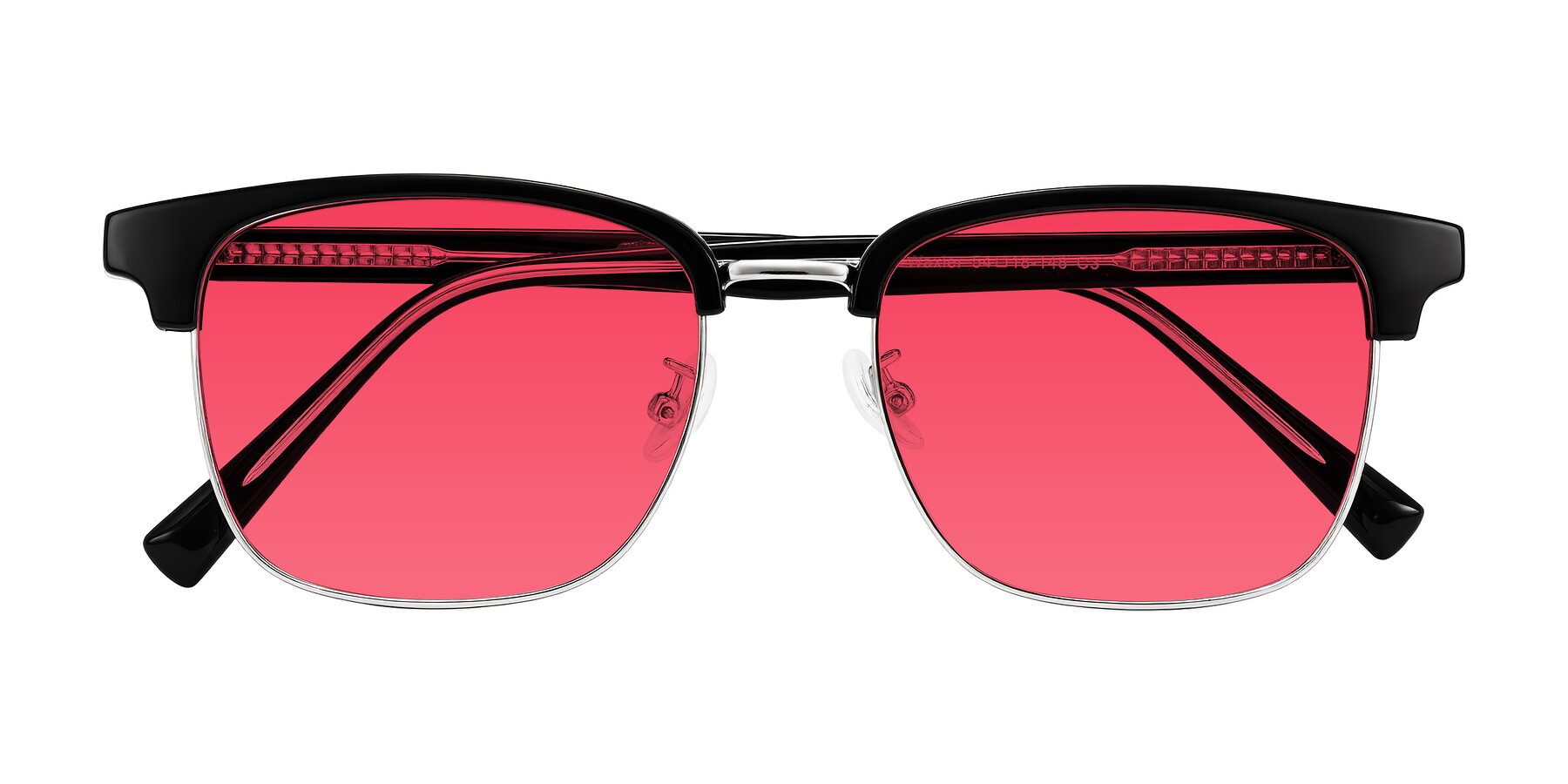 Folded Front of Waxler in Black/Silver with Red Tinted Lenses