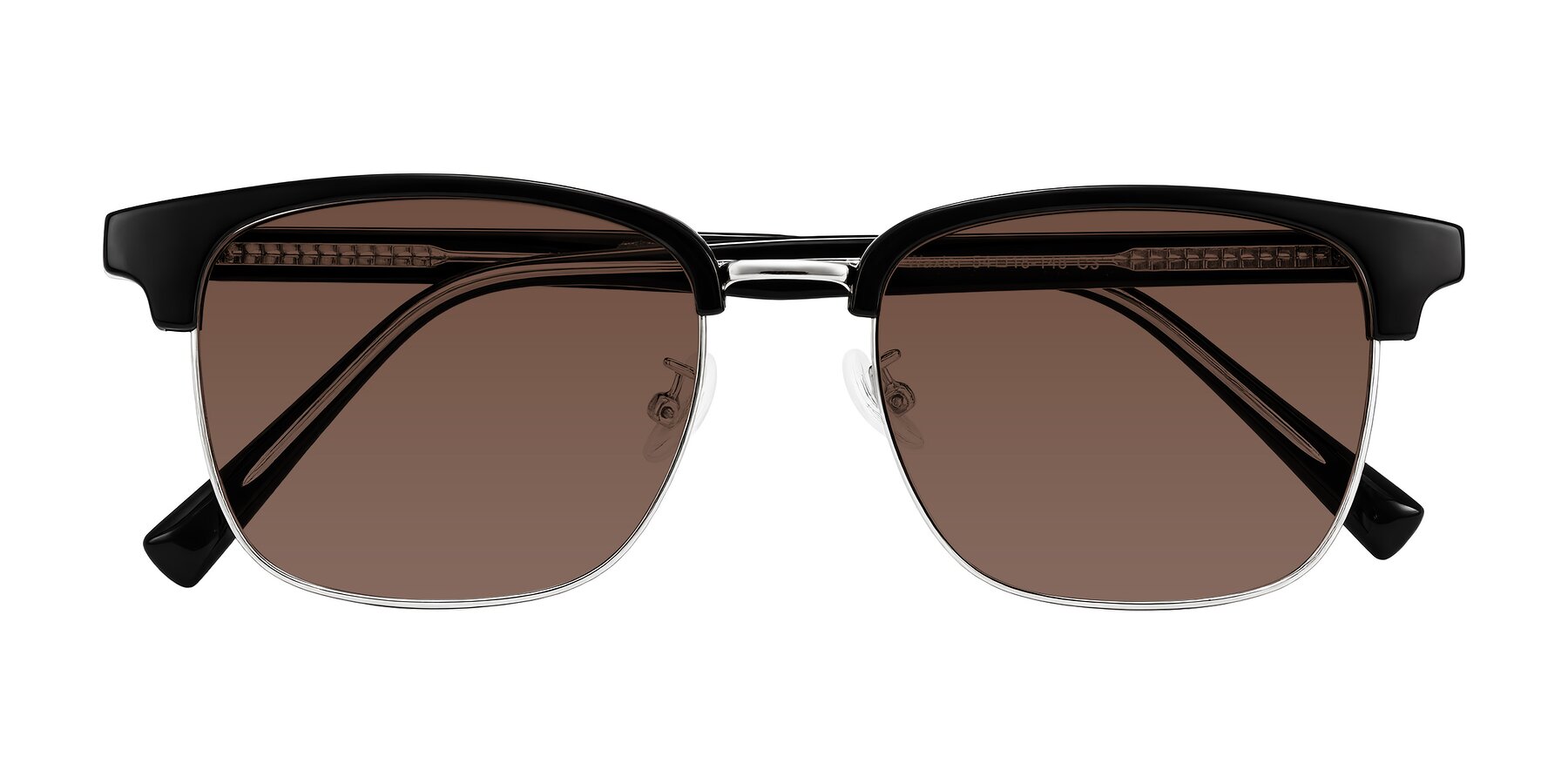 Folded Front of Waxler in Black/Silver with Brown Tinted Lenses