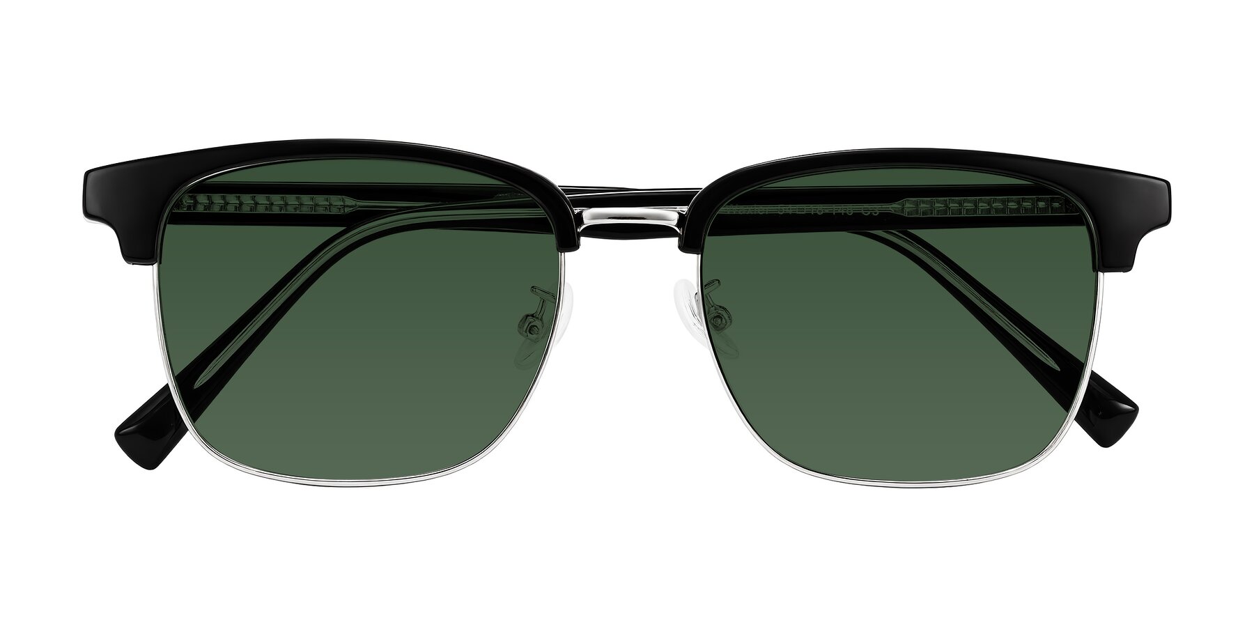 Folded Front of Waxler in Black/Silver with Green Tinted Lenses
