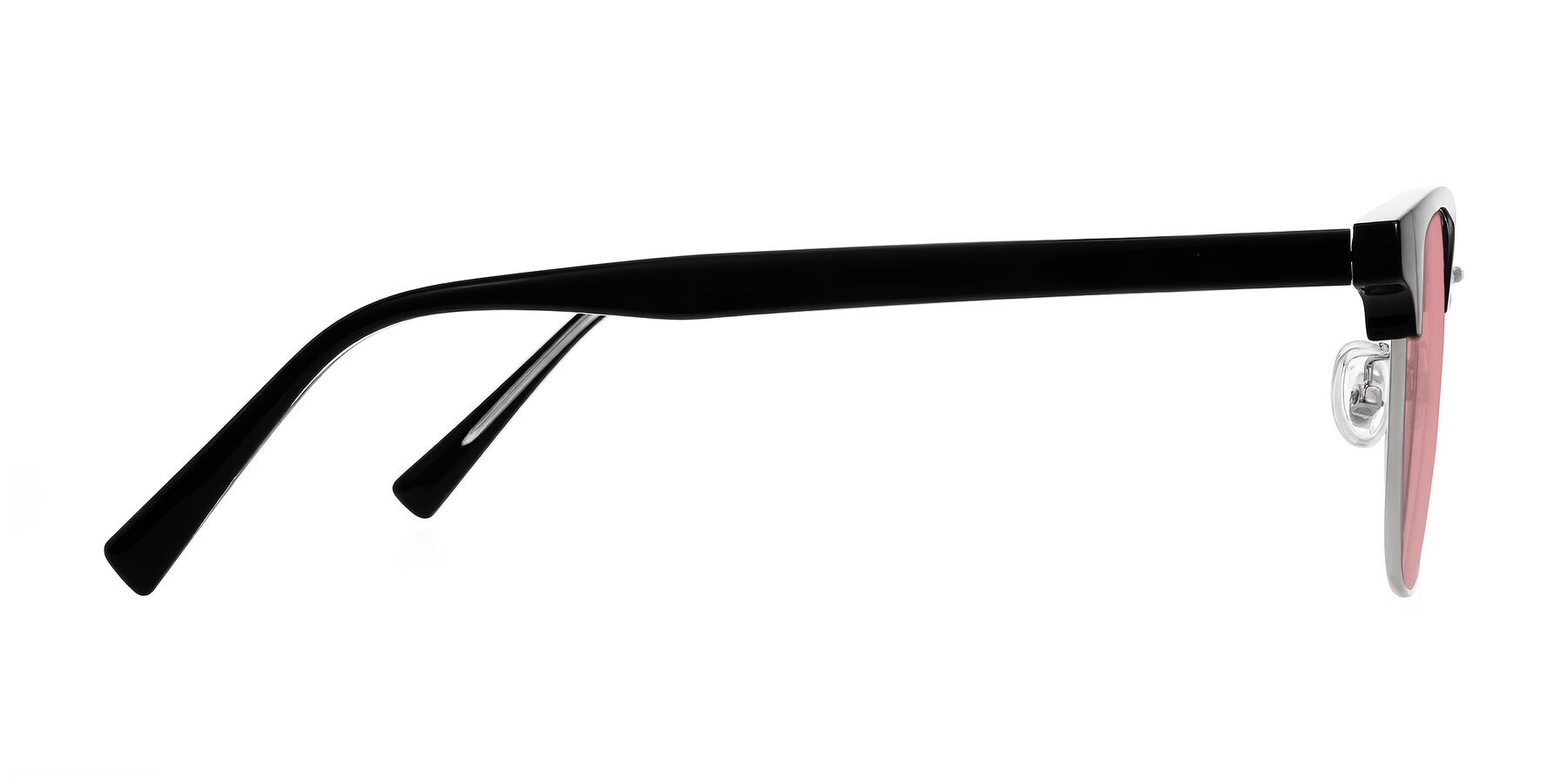 Side of Waxler in Black/Silver with Medium Garnet Tinted Lenses