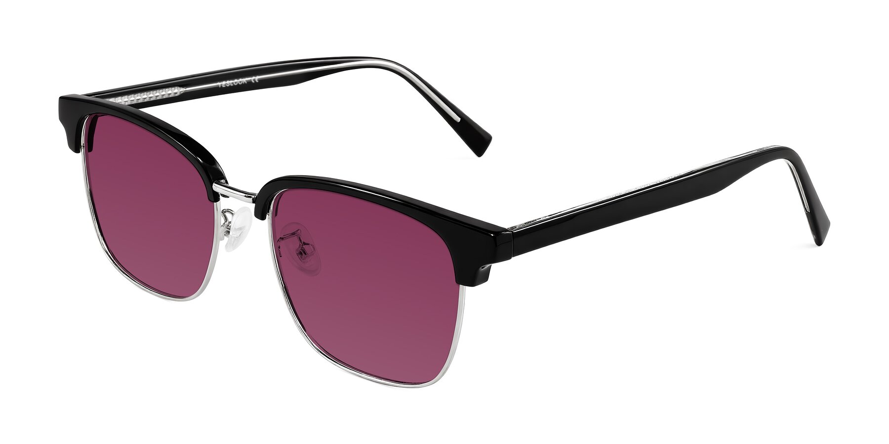 Angle of Waxler in Black/Silver with Wine Tinted Lenses