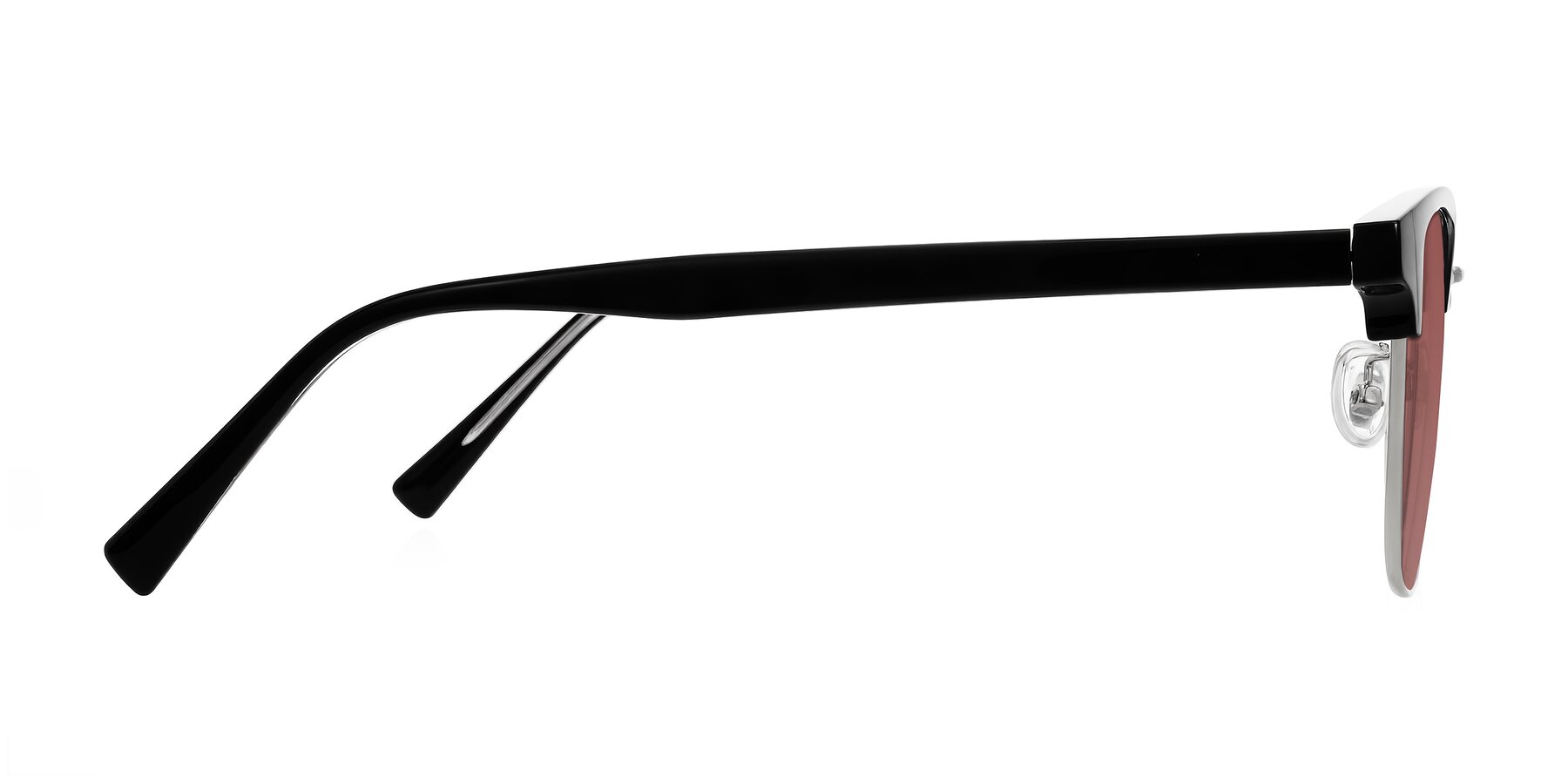 Side of Waxler in Black/Silver with Garnet Tinted Lenses