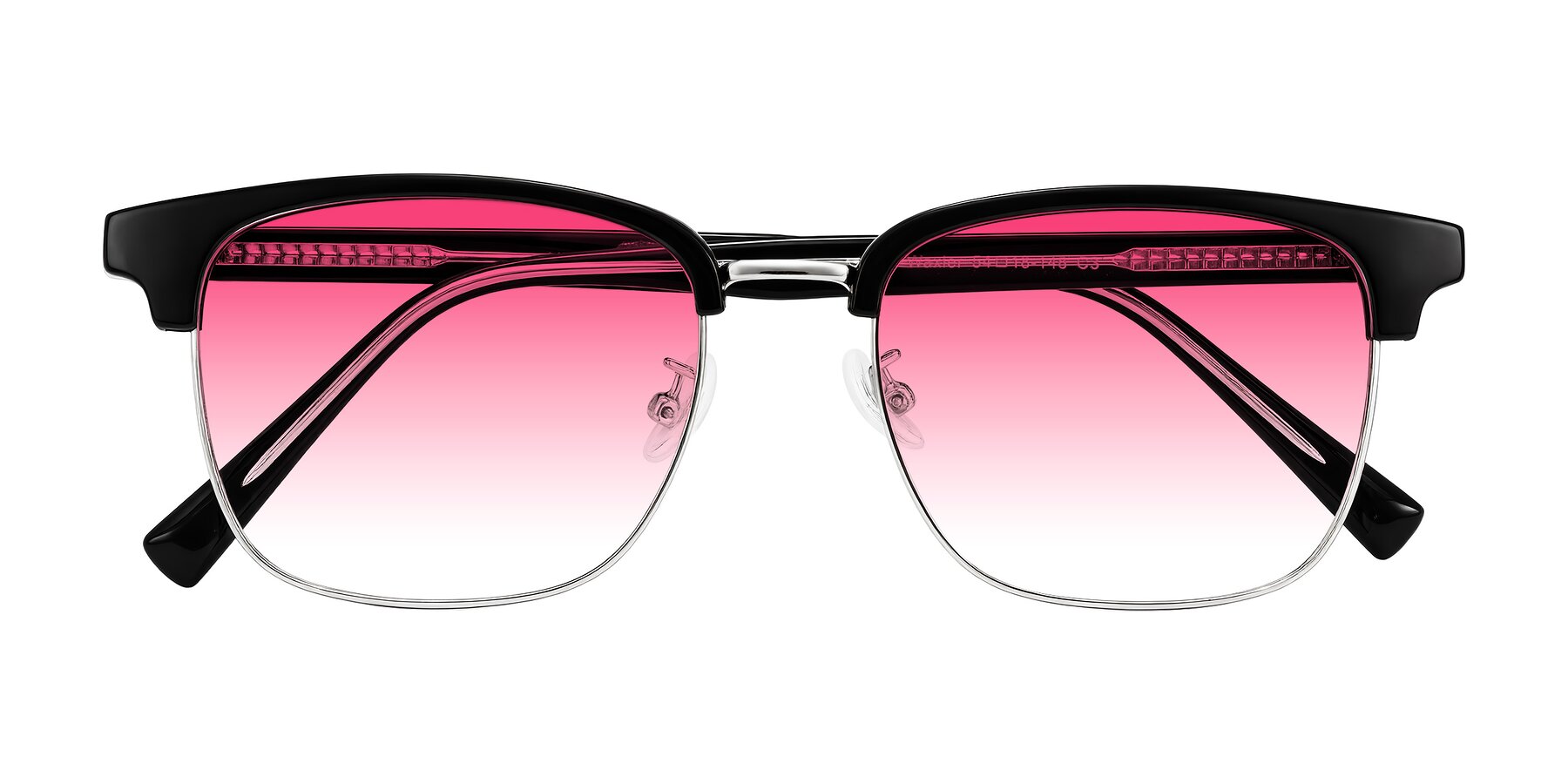 Folded Front of Waxler in Black/Silver with Pink Gradient Lenses