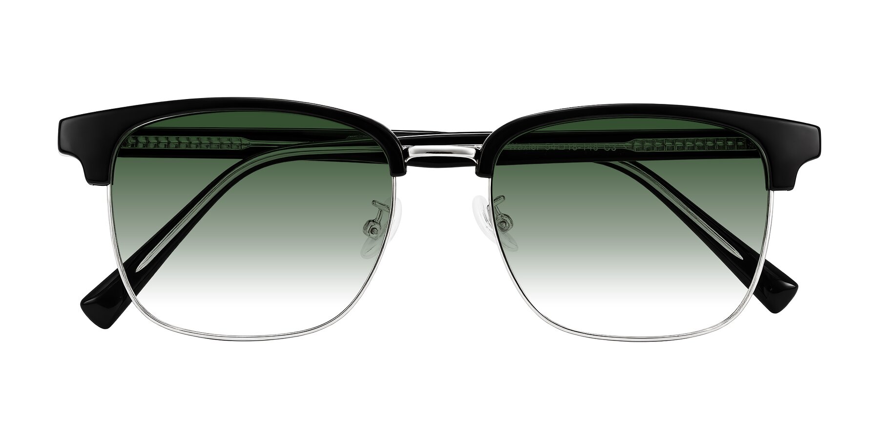 Folded Front of Waxler in Black/Silver with Green Gradient Lenses