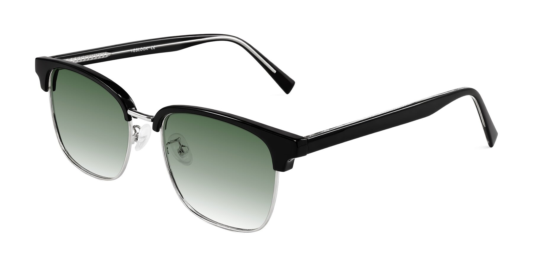 Angle of Waxler in Black/Silver with Green Gradient Lenses