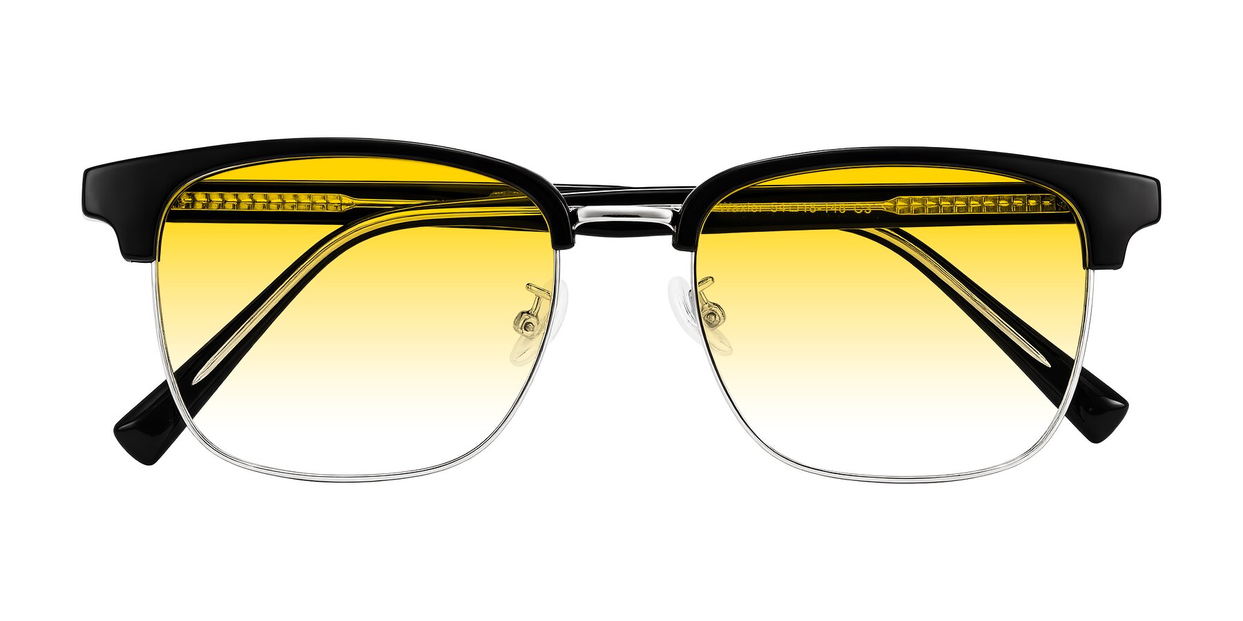 Folded Front of Waxler in Black/Silver with Yellow Gradient Lenses
