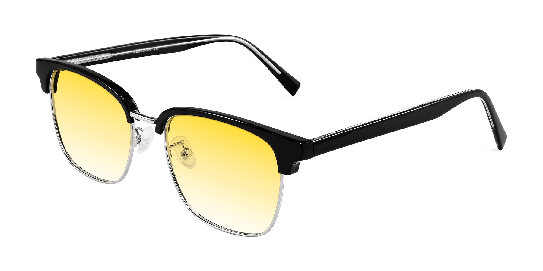 Angle of Waxler in Black/Silver with Yellow Gradient Lenses