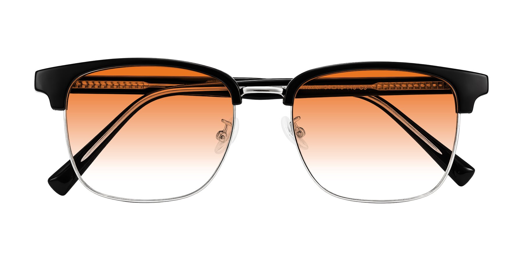 Folded Front of Waxler in Black/Silver with Orange Gradient Lenses