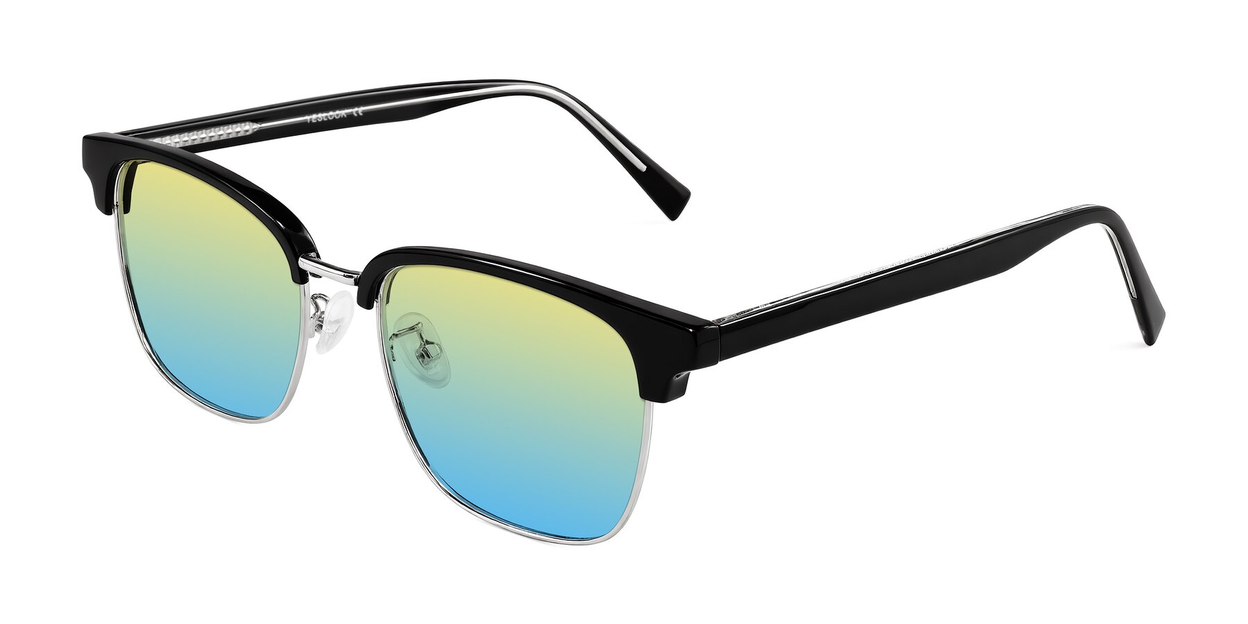 Angle of Waxler in Black/Silver with Yellow / Blue Gradient Lenses