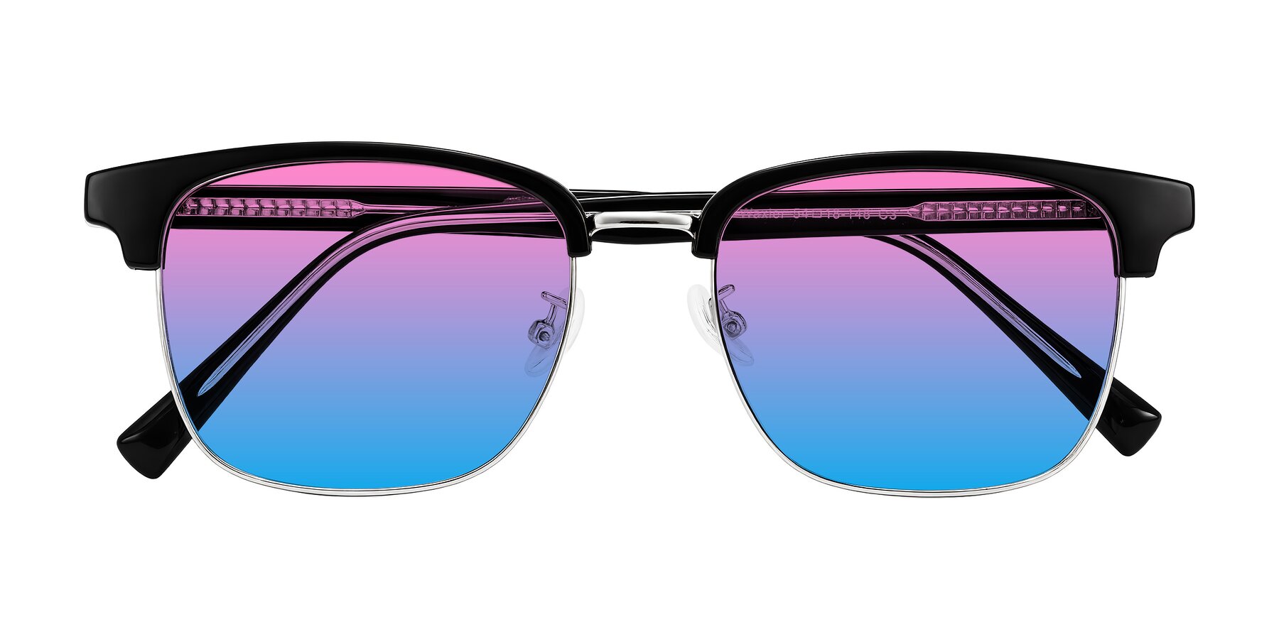 Folded Front of Waxler in Black/Silver with Pink / Blue Gradient Lenses