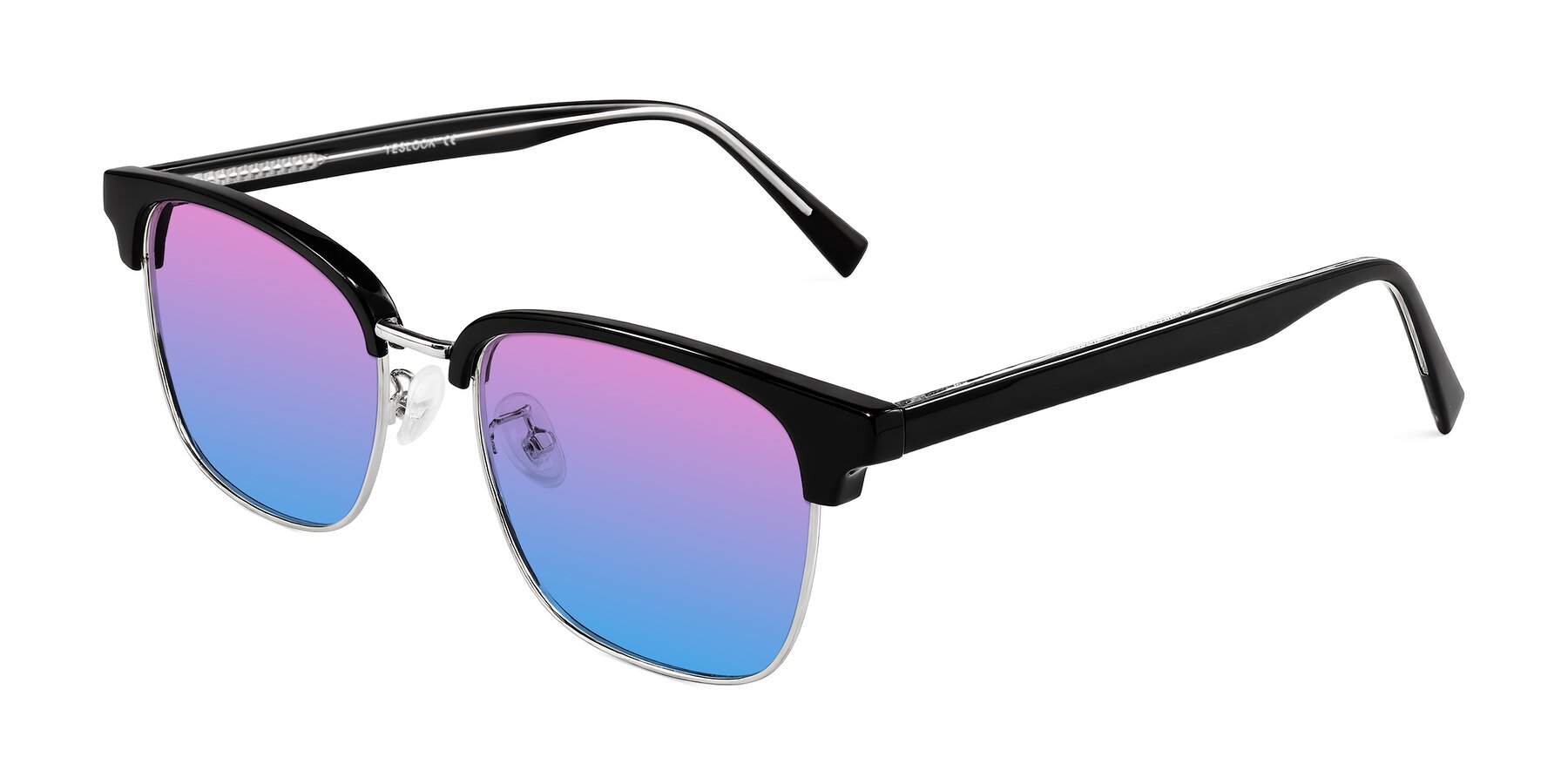 Angle of Waxler in Black/Silver with Pink / Blue Gradient Lenses