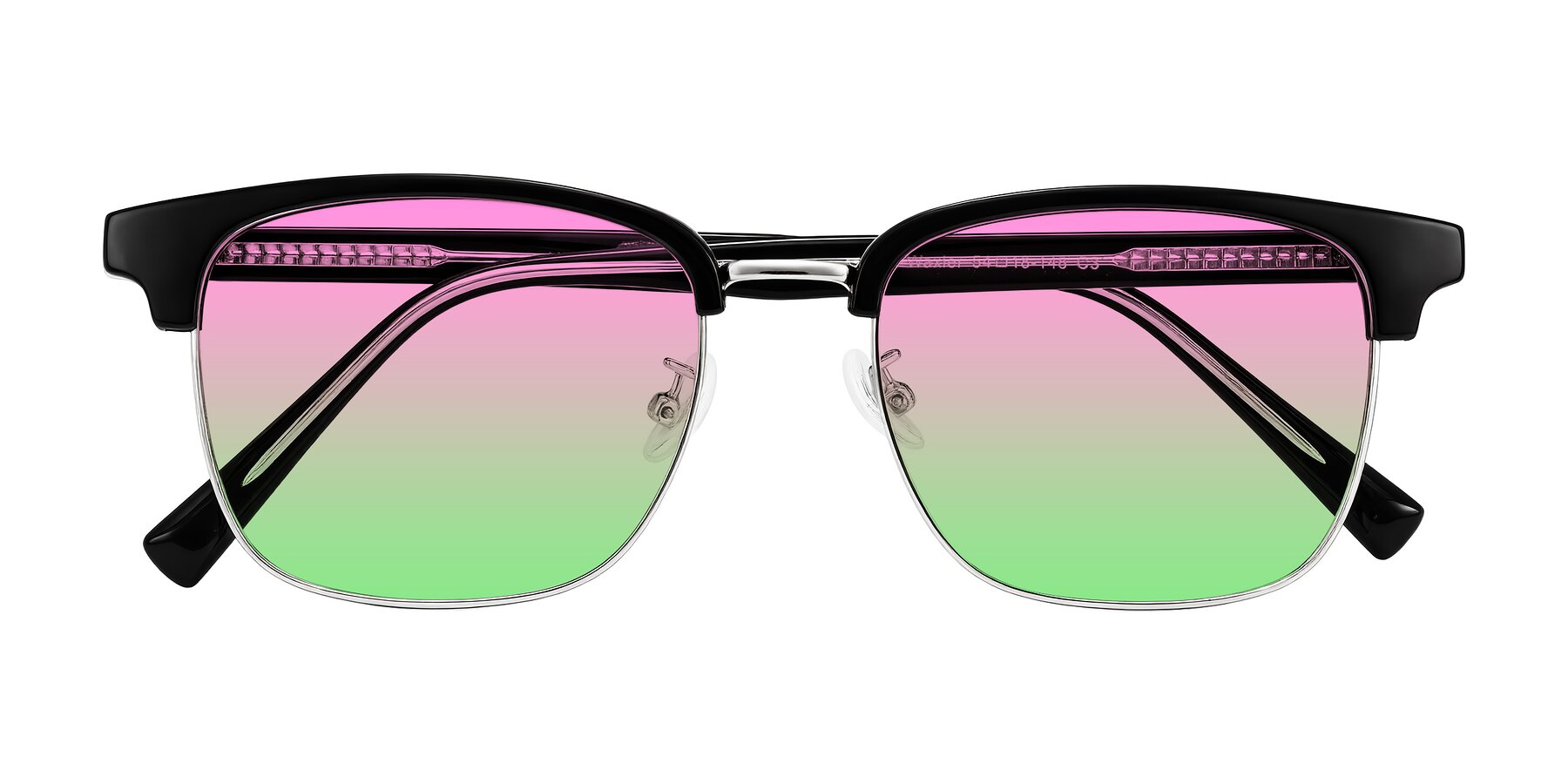 Folded Front of Waxler in Black/Silver with Pink / Green Gradient Lenses
