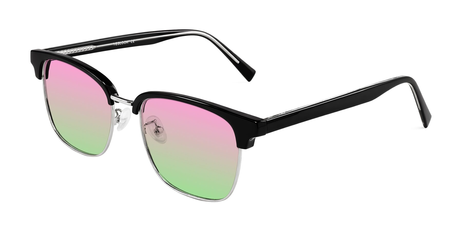 Angle of Waxler in Black/Silver with Pink / Green Gradient Lenses