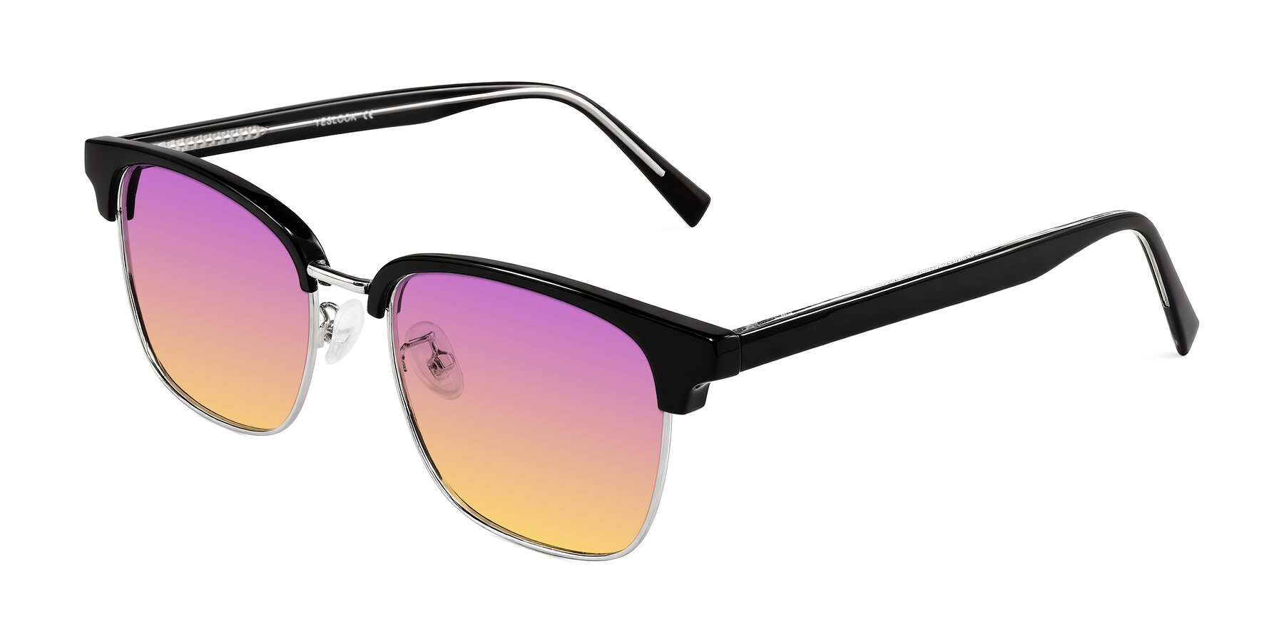 Angle of Waxler in Black/Silver with Purple / Yellow Gradient Lenses