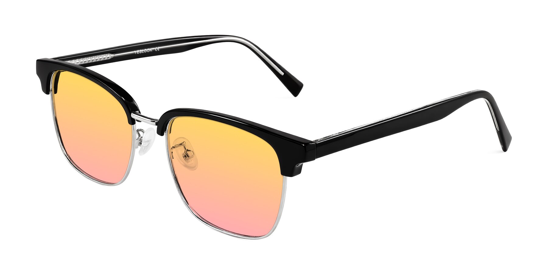 Angle of Waxler in Black/Silver with Yellow / Pink Gradient Lenses