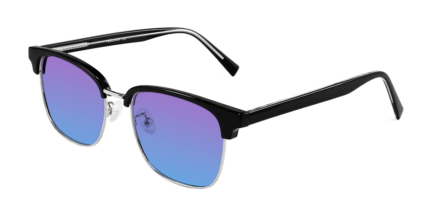 Angle of Waxler in Black/Silver with Purple / Blue Gradient Lenses