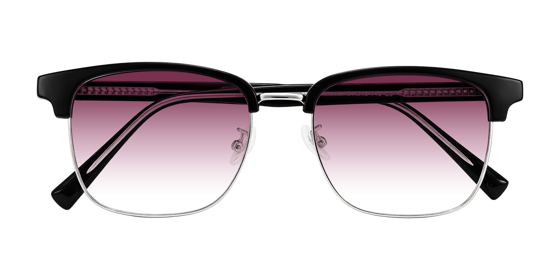 Folded Front of Waxler in Black/Silver with Wine Gradient Lenses